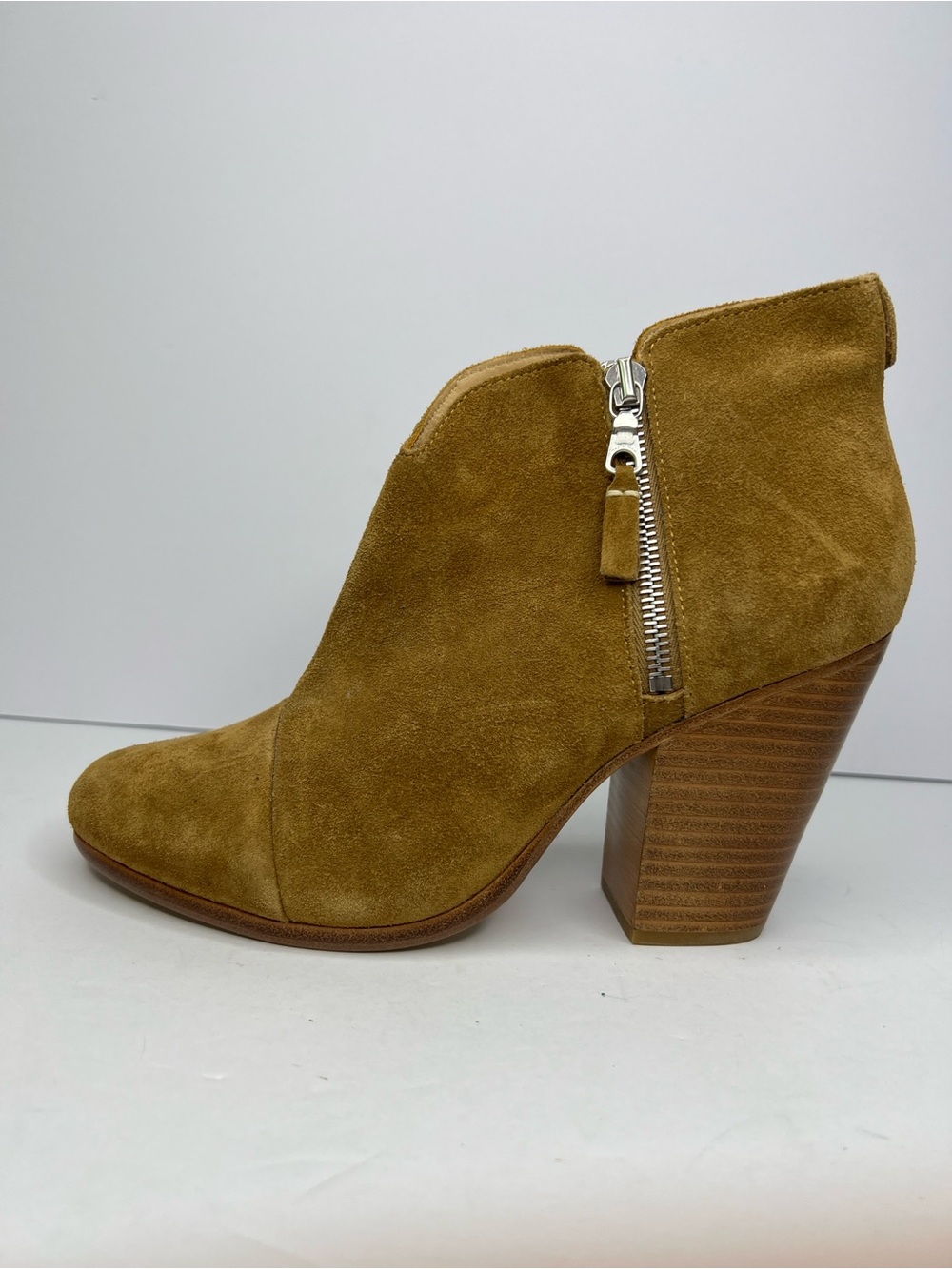 Rag & Bone Margot Tan Suede Double Zip Ankle Booties Size 40 / US 10 No Box